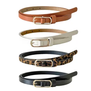 Set di cintura fine in pelle PU da donna, elegante fibbia dorata decorativa per jeans.