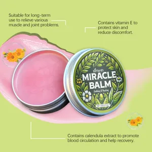 XIMONTH soothing balm detail showing vitamin E and calendula extract formula for daily care.