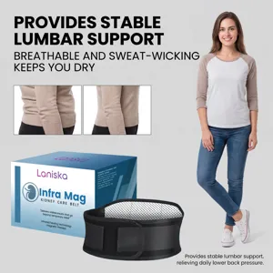 LANISKA breathable lumbar support belt detail view, comfortable daily lower back relief wrap.