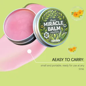 Detail view of Ximonth miracle balm soothing leg ointment in 30g portable tin container.