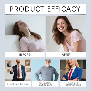 Graphic display of body care roller benefits for travel and refreshing scent energy boost