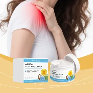 Crema lenitiva Laniska all'arnica con texture bianca e dettagli della confezione