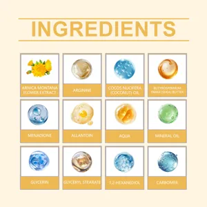 Panoramica dettagliata degli ingredienti naturali della crema all'arnica