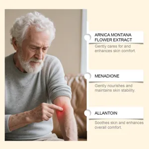 Vista dettagliata degli ingredienti della crema Arnica Montana per cura della pelle