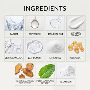 Vista detallada de los ingredientes de la crema corporal con extractos naturales para la piel.