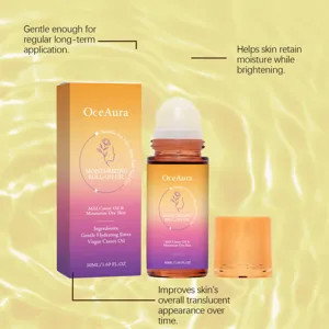Detailansicht des feuchtigkeitsspendenden Roll-On-Öls von OceAura mit Rizinusöl.