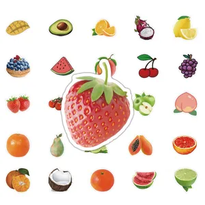 Een set levendige fruitstickers voor kinderen om te leren en voor creatieve decoratie