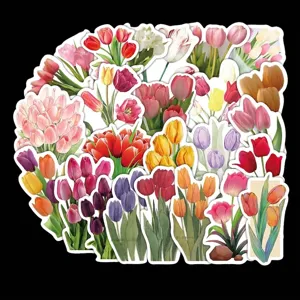 Tulip Flower Stickers Cute Cartoon Waterproof Graffiti Decals For Kids DIY Notebook Stationery Scrapbooking Decoration