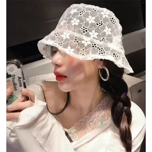 Cappello da Pescatore Estivo in Pizzo da Donna Floreale Traforato Traspirante Protezione Solare Casual da Spiaggia all'Aperto