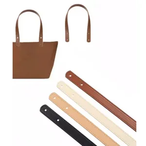 Vista detallada de asas para bolsos de cuero PU DIY en cuatro colores con costuras