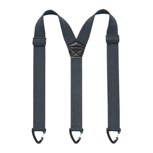 Bretelle elastiche da uomo blu scuro con tre ganci triangolari e design X-back.