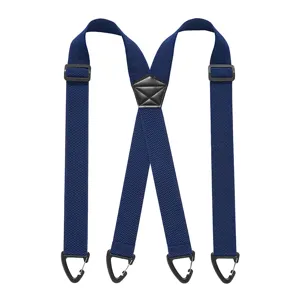 Bretelle elastiche da esterno per uomo con moschettoni, bretelle tattiche blu scuro.