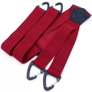 Vista dettagliata delle bretelle elastiche da 3,8 cm con moschettoni robusti e design posteriore.