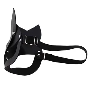 Schwarze Leder Fuchs Maske erotische Cosplay Party Requisite mit elastischem Band Detail.