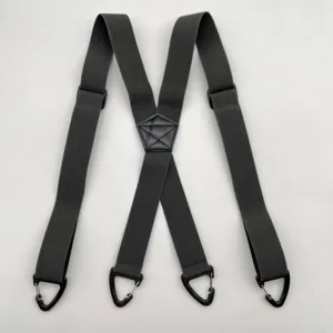 Bretelles élastiques larges pour hommes en X avec quatre pinces mousquetons en métal.