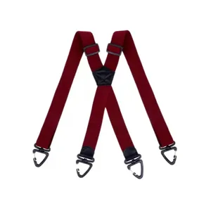 Bretelle da esterno rosso scuro con ganci in plastica triangolari, 3.8 cm, unisex.