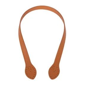 Detalle del asa de repuesto de cuero PU marrón para bolsos de mano DIY