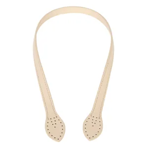 Asa de bolso de cuero PU beige, accesorio de repuesto DIY con agujeros preperforados