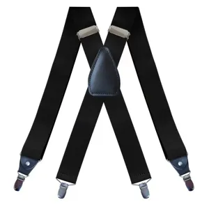 Men Elastic Suspenders X Back Heavy Duty Trousers Braces Polyester Adjustable Solid Color Belt With Strong Metal Clips