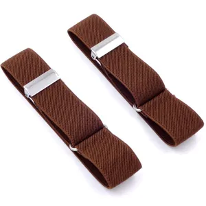 Adjustable elastic shirt sleeve garters metal arm bands for men women brown 2pcs