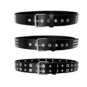 Cintura in Pelle PU Unisex Stile Punk Rock Cintura con Rivetti a Piramide in Metallo Cintura Casual per Jeans Accessori Moda