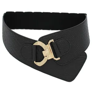 Donna Largo Ecopelle Elastico Cintura Stampa Serpente Elastico Fascia in Vita Decorativo Per Cappotto Piumino Accessori Moda