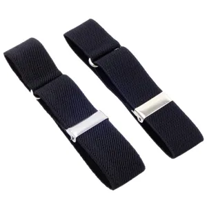 Men women elastic shirt sleeve garters adjustable metal clip arm bands black 2pcs