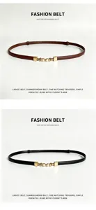 Women thin waist belt with pearl metal buckle versatile stylish dress accessory for ladies new