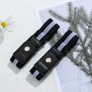 Cintura elastica senza fibbia vista di dettaglio, fascia invisibile stringi jeans nero bianco