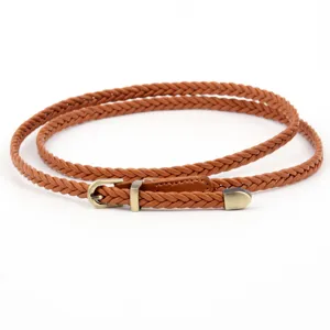 Cintura In Pelle PU Tessuta Da Donna Casual Vintage Fibbia Ad Ardiglione Sottile Fascia Per Abito Camicia Accessori Di Moda