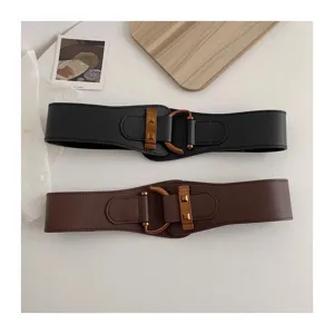 Cinture elastiche larghe di alta qualità in nero e marrone con fibbie metalliche vintage
