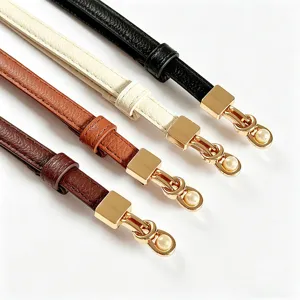 Women thin pearl belt minimalist versatile dress shirt waist chain stylish accessory