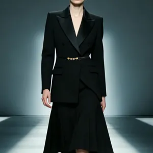 Minimalist thin waist belt for women, elegant black leather strap with gold metal buckle.