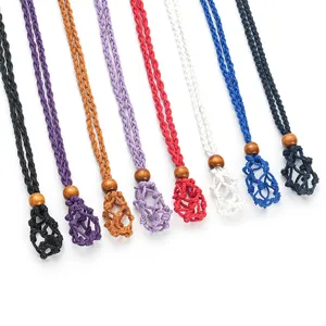 Handgemachte Gewebte Halskettenschnur Verstellbarer Stein Halter Seil Retro Vintage DIY Schmuck Anhänger Schnur Zubehör