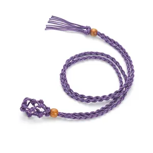 Handgemachte lila geflochtene Kristall Stein Halter Halskette Seil mit Holzperlen Boho