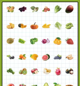 60pcs cute fruit vegetable stickers aesthetic waterproof decals for luggage laptop journal DIY.
