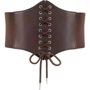 Cintura corsetto larga vintage da donna con lacci elastica accessorio modellante