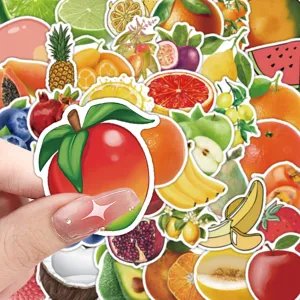 Set van 60 kleurrijke fruitstickers voor kinderagenda en waterbeker decoratie stickers