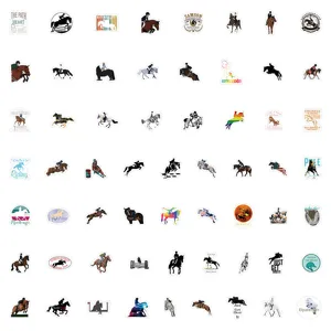 Umfangreiches Set mit 60 Reitsport-Aufklebern für Scrapbooking und Schreibwaren-Dekoration