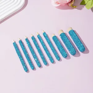 Set de 9 mangos de madera para pinceles de maquillaje con estrás azul accesorios DIY