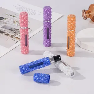 Botella de spray recargable de perfume de perla portátil de 6ml con ventana transparente