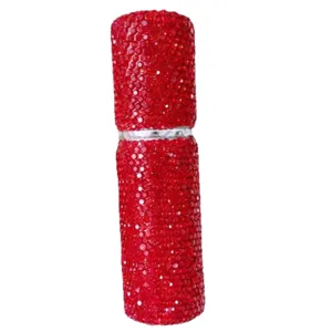 Atomizador de perfume de lujo de 5 ml recargable para viajes con cristales de strass rojos