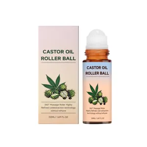 Castor oil roller ball for body, hair and nail care with 360-degree massage ball design.