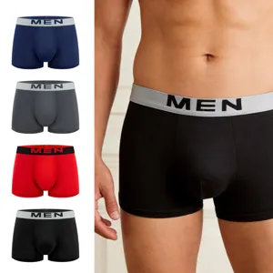 Boxer Casual da Uomo in Comodo Misto Poliestere Elastico a Vita Media Tinta Unita Intimo Quotidiano