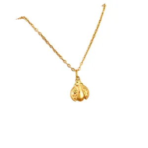Elegant golden ladybug pendant necklace for women minimalist jewelry gift idea