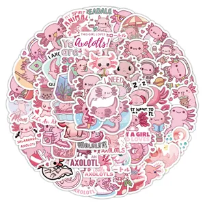 Cute Axolotl Waterproof PVC Graffiti Stickers Decals For Journaling Laptop Luggage Guitar Animal Decorative Stationery