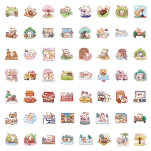 Set de 60 bonitas pegatinas de gatos para scrapbooking, papelería y decoración creativa de bricolaje