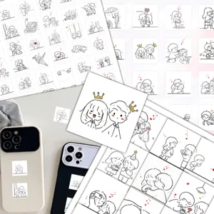 Detailed view of 72 cute cartoon couple daily life stickers for DIY decoration