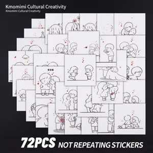72 Pcs Couple Daily Illustration Stickers Cartoon Creative Black White Heart DIY Stickers For Journal Notebook Laptop Phone Case Decor