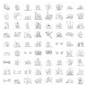 72 pcs couple daily life cartoon stickers for notebook and scrapbooking